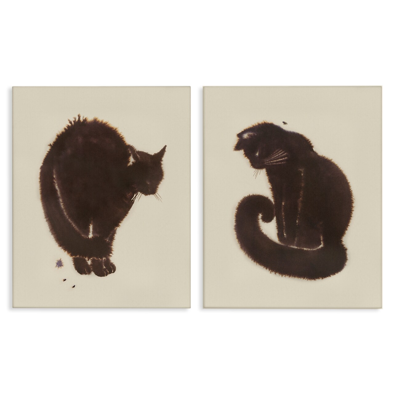 Stupell Industries Simple Cats on Beige 2pc Canvas Wall Art Set Design by Grace Popp